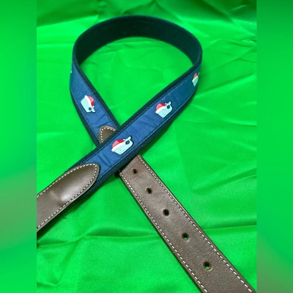 Vineyard Vines Santa Whale Canvas Boy's Belt Blue Moonshine Size 32